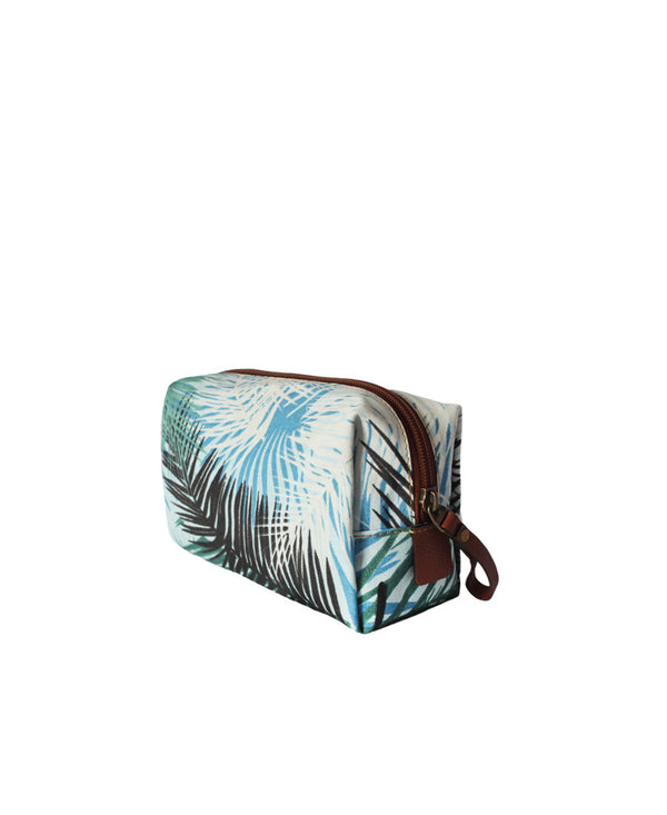 Blue Palm Cosmetic Bag