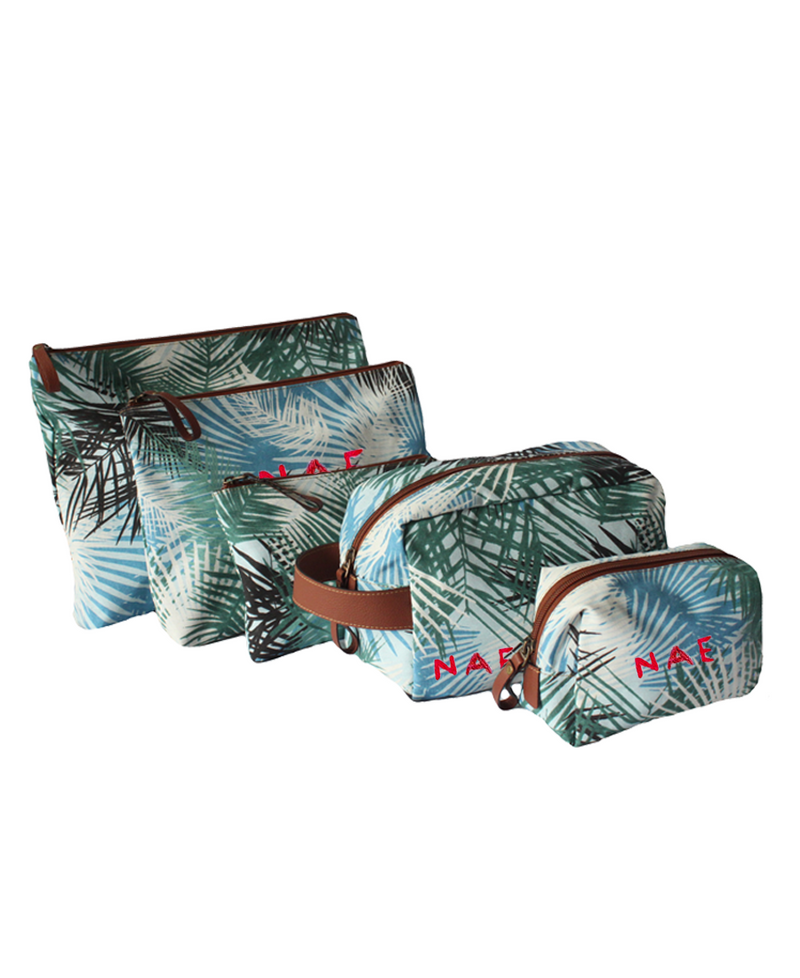 Blue Palm Cosmetic Bag